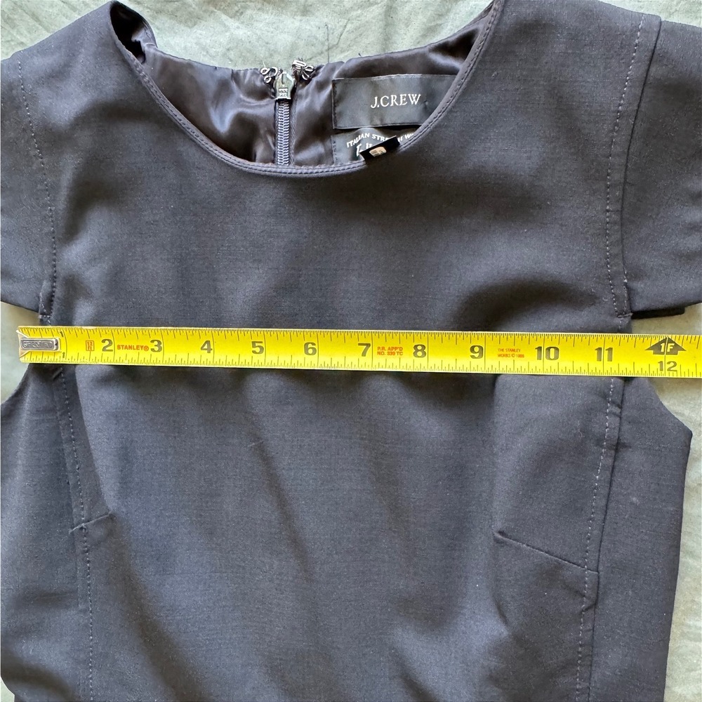 J.Crew Italian Stretch Wool Tollegno 1900 Sheath Dress Black 2P with pocets - Picture 11 of 13